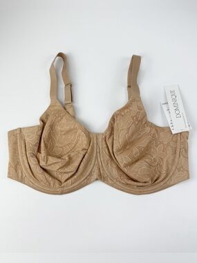 Dominique Jacqueline Jacquard Minimizer Bra 40DD/E Mocha Tan Underwire $69 NWT